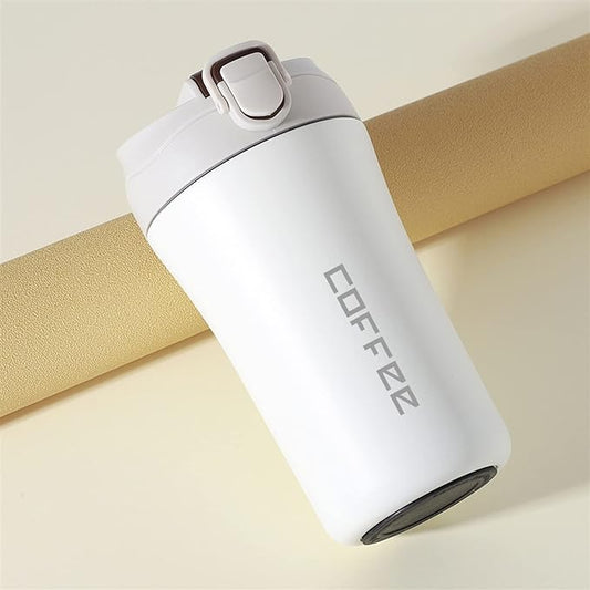 New Coffee Thermos with Dual Drink Sip and Straw