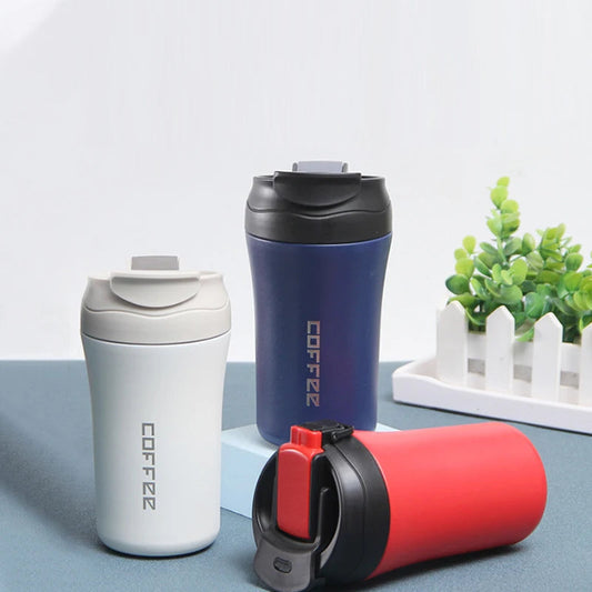 New Coffee Thermos with Dual Drink Sip and Straw